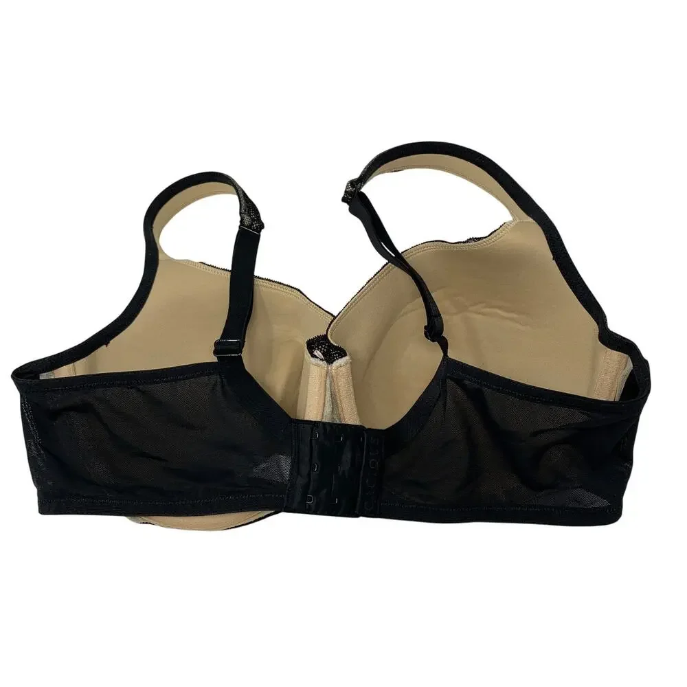 Cacique Modern Lace Covered Balconette Bra Black Nude Floral Lace 40D